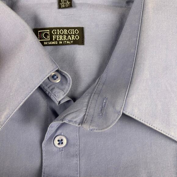 Giorgio Ferraro Men's 17.5-36/37 Blue Long Sleeve Button Up Single Needle Shirt - Picture 5 of 11